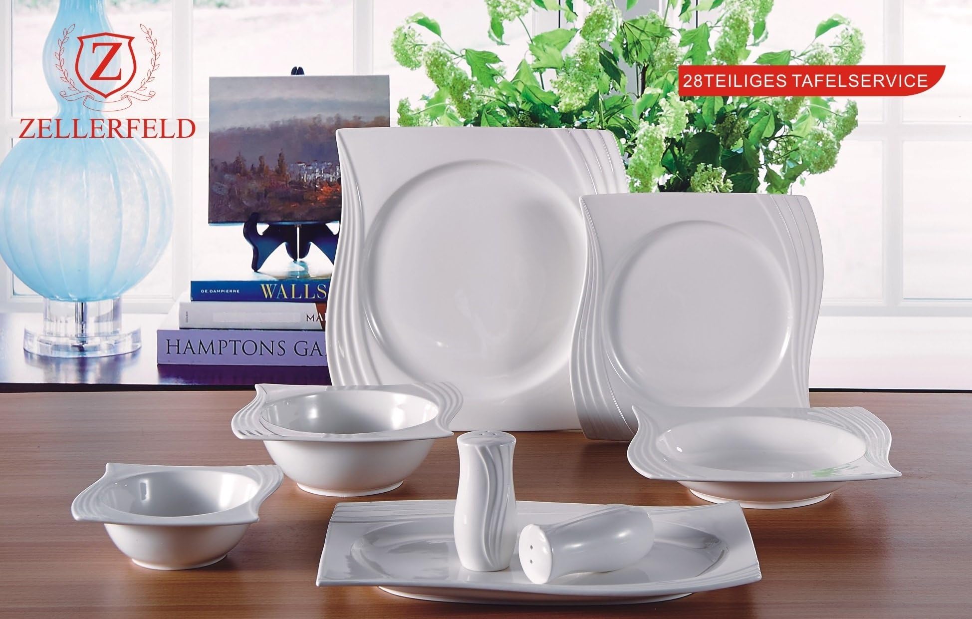 Premium 28 Piece Dinner Set, Service for 6 People Porcelain Crockery Set in White