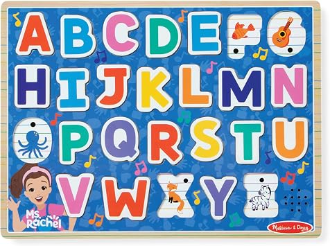 Melissa & Doug Ms. RachelTM Wooden Phonics Alphabet Sound Puzzle with Light-Activated Sound Effects, 26-Piece Toddler Toys for Boys and Girls Ages 2+ Years - FSC Certified