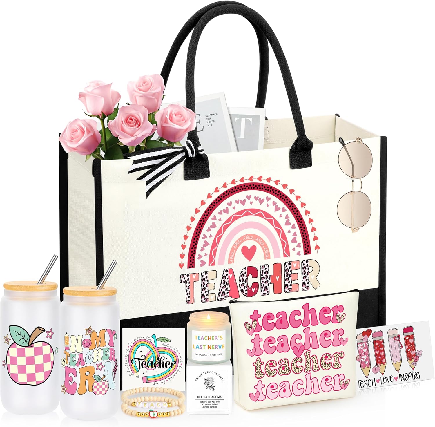Teacher Appreciation Gifts, Teacher Valentine Christmas Gifts Ideas Basket Set of 5