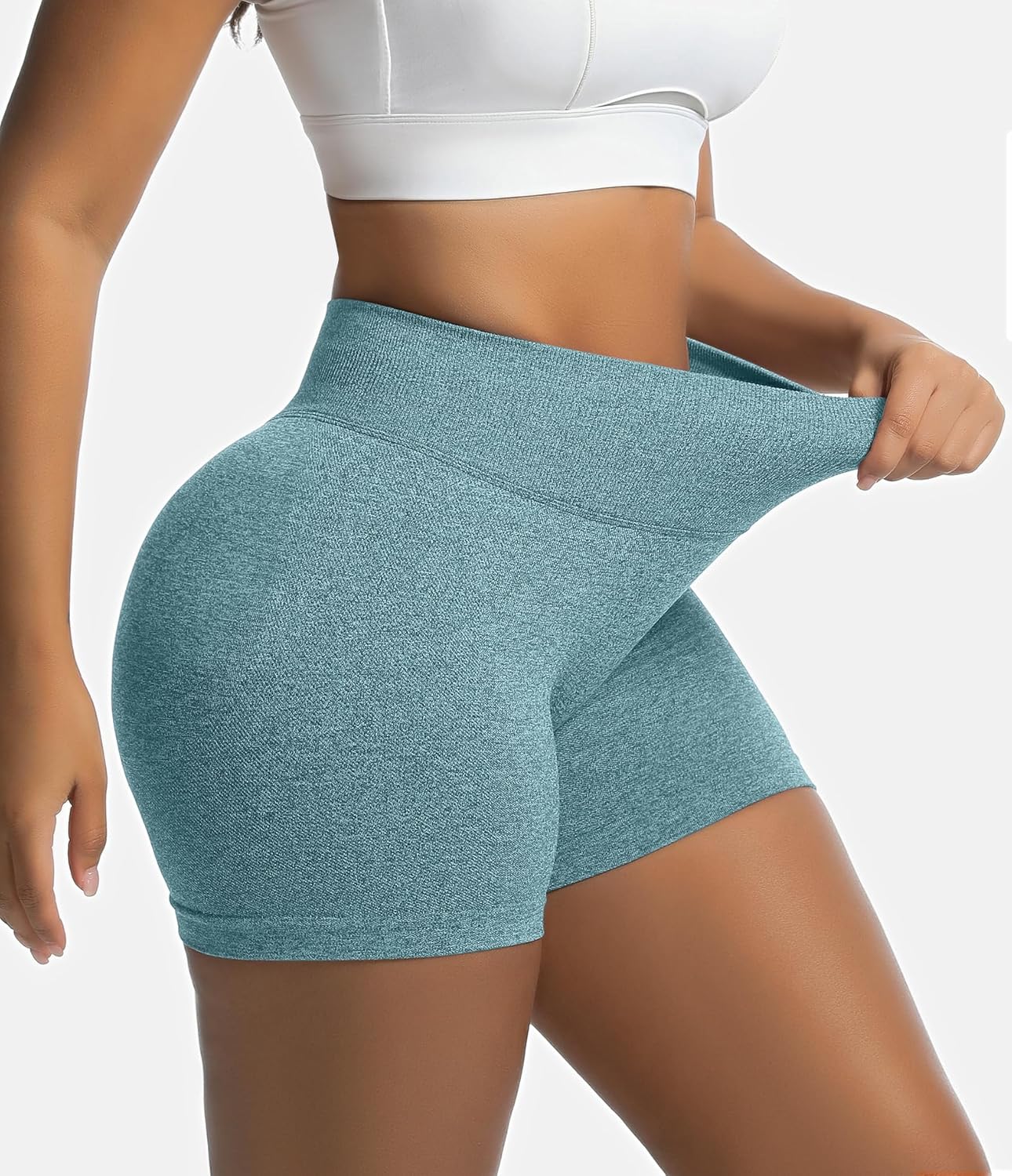 OVESPORT 3 Pack Women's Seamless Workout Shorts High Waisted Scrunch Butt Lifting Gym Booty Yoga Short Pants - Image 5