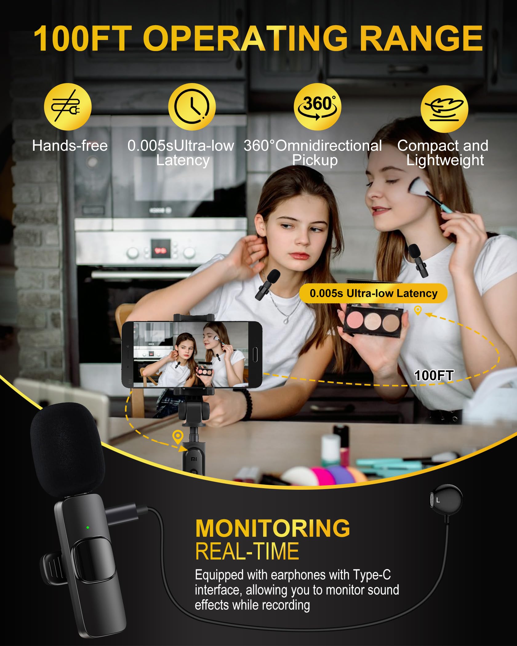 IUMAKEVP Micro Cravate Sans Fil Double – Plug & Play Pour IPhone, Android, PC – Idéal Vlog, Interview, Live Et Vidéo Pro