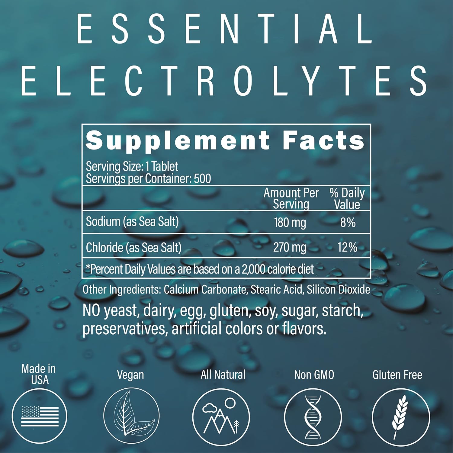 Peter Gillham’s Sea Salt, Sodium Chloride 450mg, Essential Electrolyte Support & Balance, Rapid Hydration & Muscle Cramp Relief, Intermittent Fasting, Keto & Paleo Friendly, 500 Tablets, Made in USA