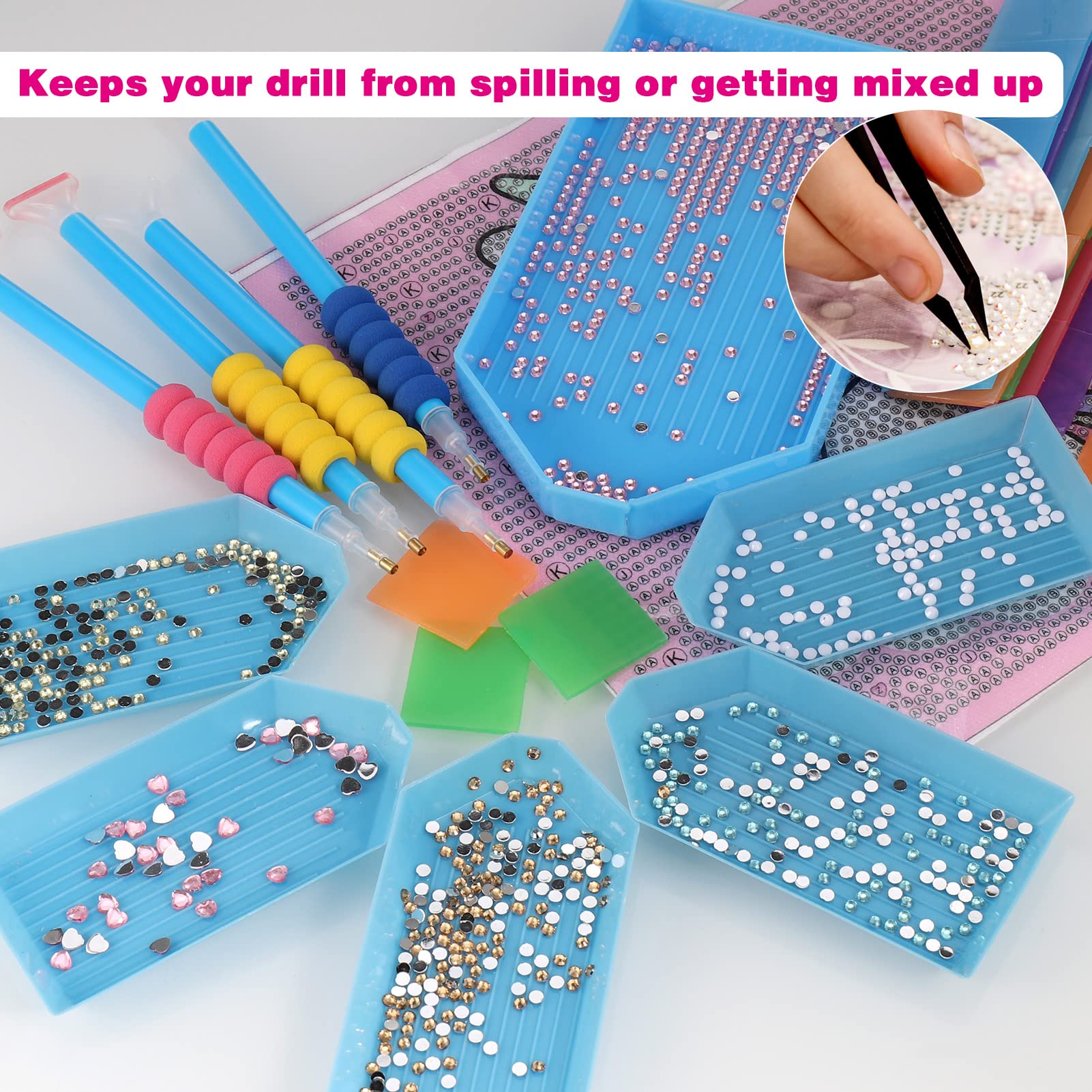 Kit Strumenti Per Pittura A Diamanti, Include Penne, Pinzette, Vassoi, Contenitori E Borsa Portatile - Per Adulti