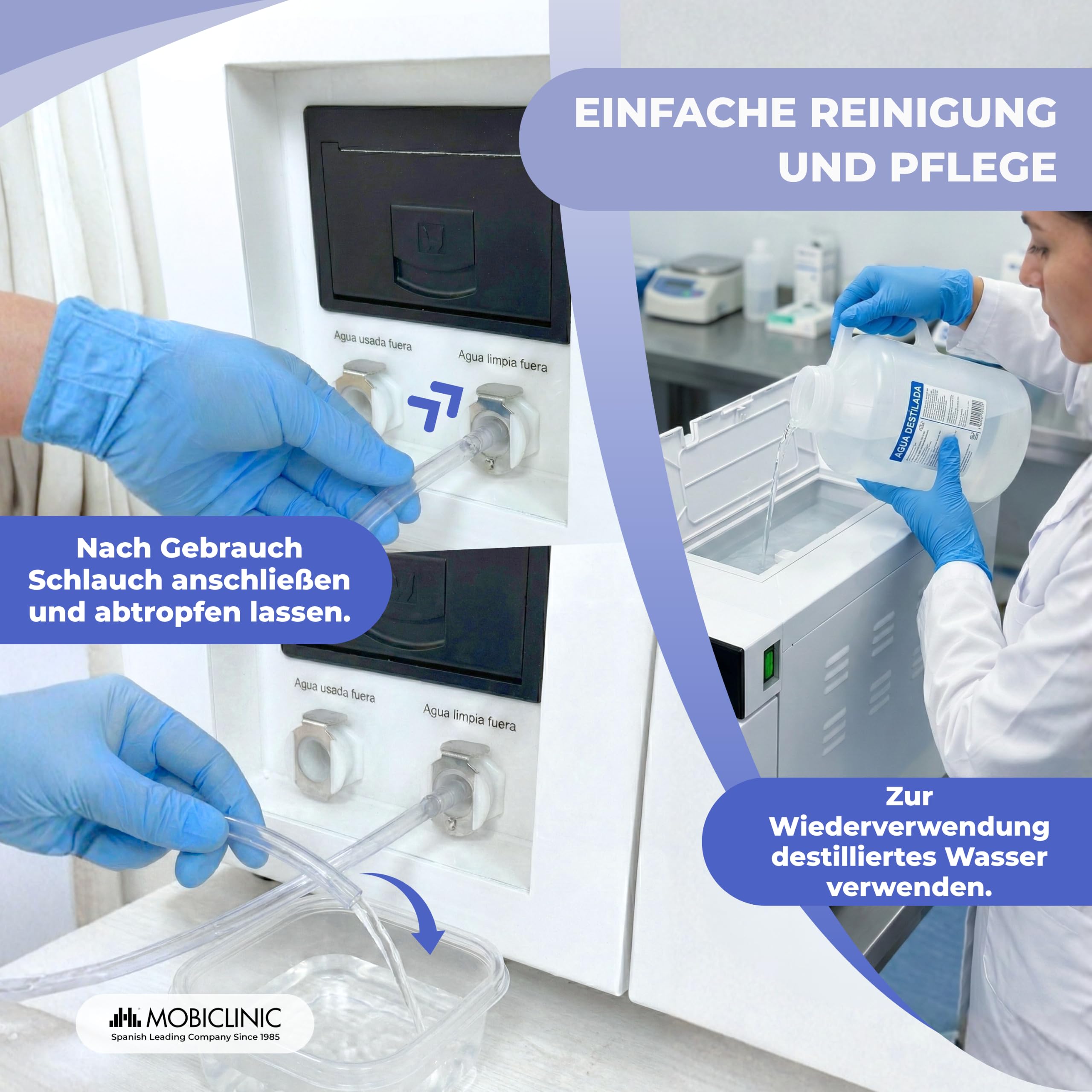 Mobiclinic®, Professioneller Autoklav, 17L Dampf-Autoklav-Sterilisator, 99% Desinfektionsmittel mit 360°-Abdeckung, 6 Zyklen + anpassbar, Drucker, USB, SD, Kliniken und Labore, MobiClave Plus