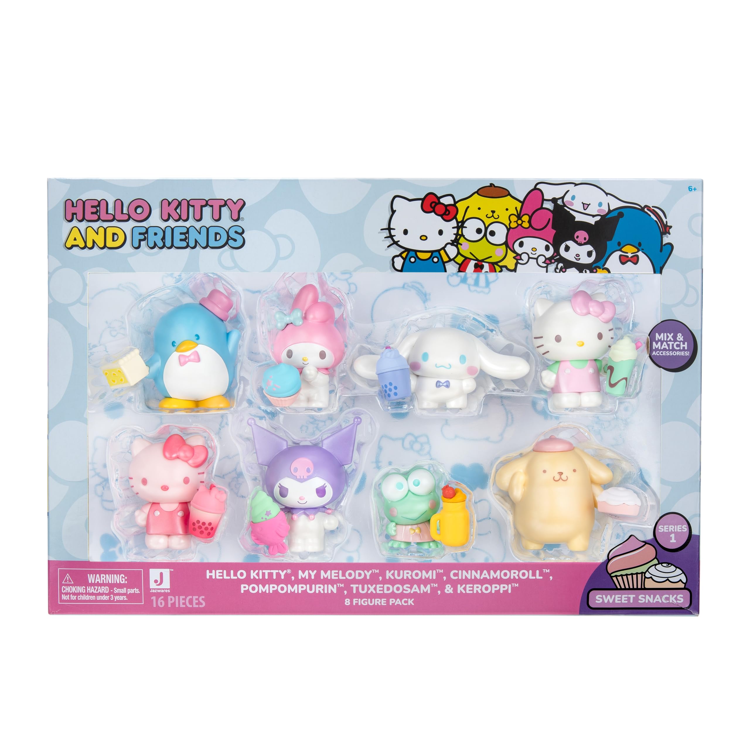 Hello Kitty 2" Figure 8 Pack – Official Collectible Mini Figures – Cute Hello Kitty Characters in Fun Outfits – Great for Party Bags, Cake Toppers, Gifts & Collectors – Ages 3+