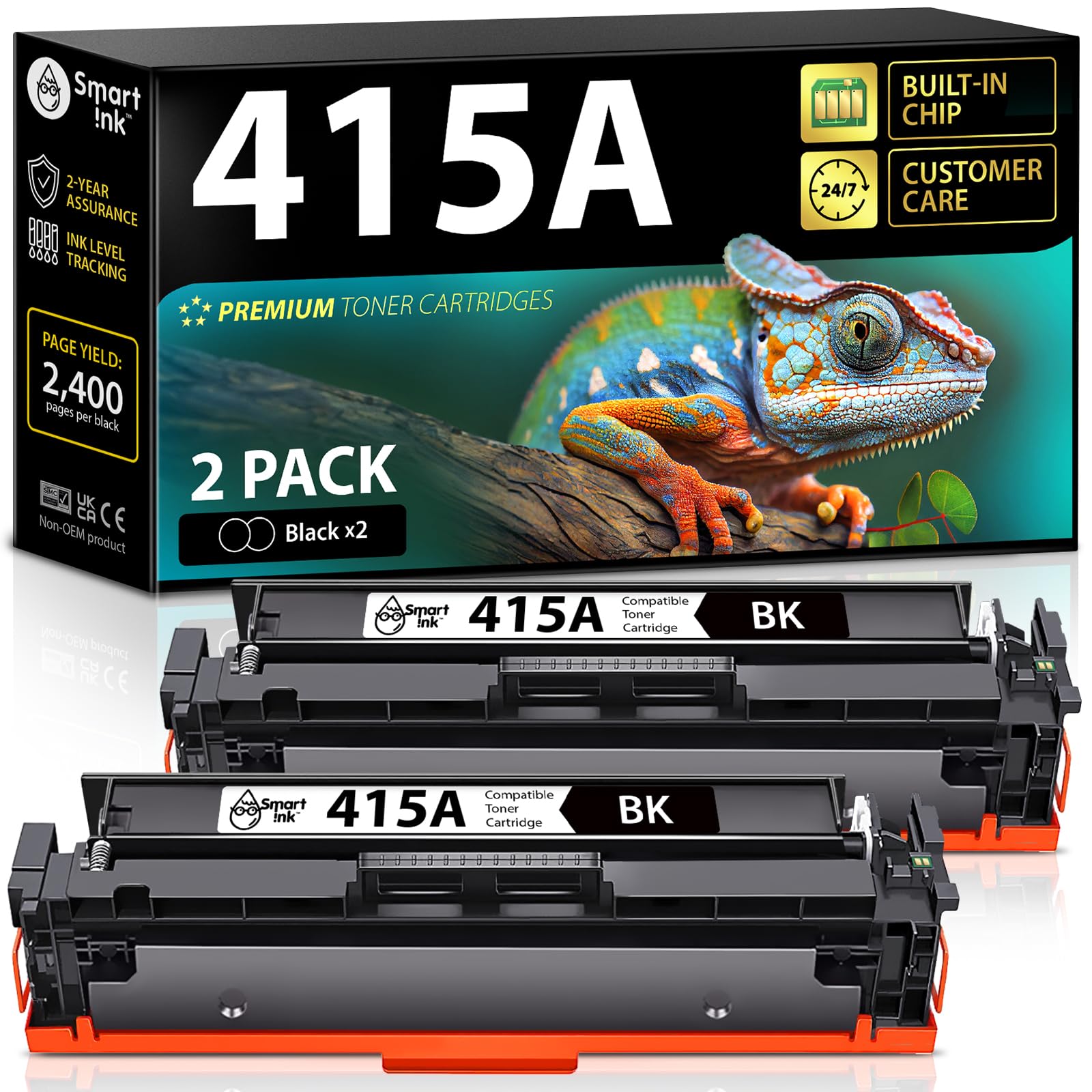 Smart Ink 415A 415 toner kompatybilny z chipem do HP 415A 415 A 415X (2 sztuki w opakowaniu) (czarny - czarny) jako zamiennik do LaserJet Pro MFP M479fdw M479fdn M479fdw M454dw M454dn (W2030A W2031A