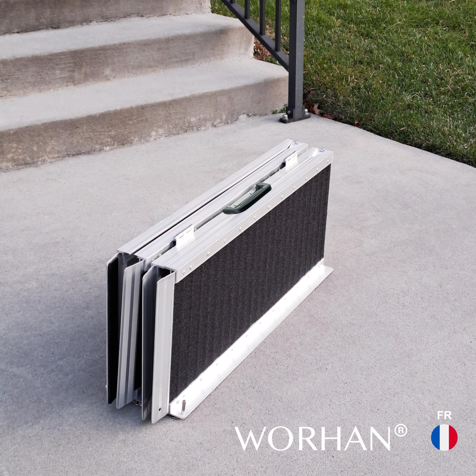 1.53m Rampe Alu Pliable Valise Fauteuil Roulant Chargement Scooter Plate-Forme Aluminium Anodisé Antidérapante Elevée 153cm R5J