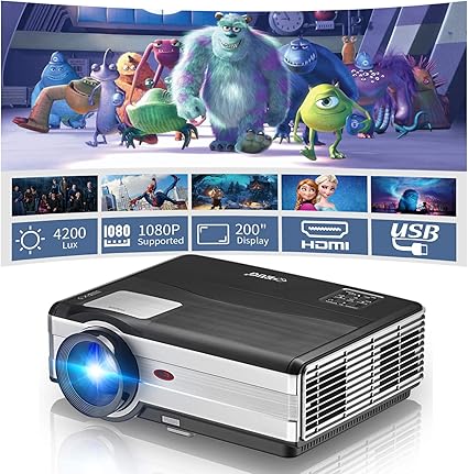 プロジェクタwifi Bluetooth Android搭載 40ルーメンhd ホームシアター ワイヤレスプロジェクター Led Lcd 大画面 スマートフォン Pc Mac Ps4 Wii Xboxなど接続可 ビデオゲーム 重低音スピーカー内蔵 Caiwei