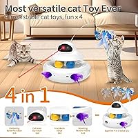 Vista 3 de Interactive Cat Toys for Indoor Cats,4-in-1 Automatic Kitten Toy with Laser, Fluttering Butterfly, Moving Feather & Track Balls, USB Rechargeable