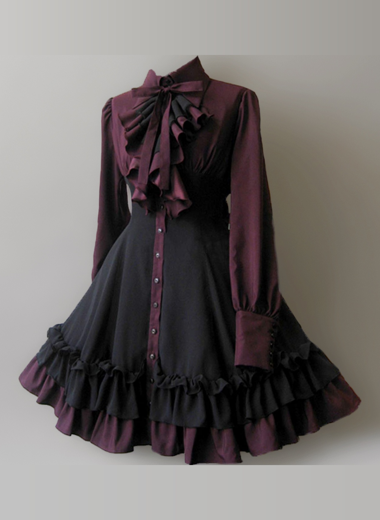 ZZEQYG Women Girls Gothic Lolita Victorian Dress Polyester Ruffle Dress with Bows