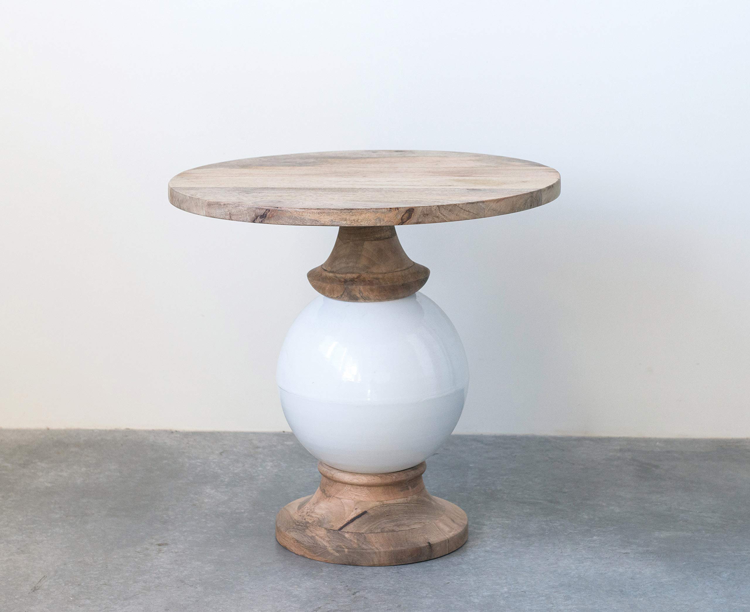 Creative Co-Op Mango Wood & Metal Round Pedestal Table