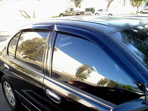 Miniatura 8 de TuningPros WSV-207 Techo corredizo techo lunar y montaje exterior ventana deflector protector de lluvia humo oscuro 5 piezas conjunto