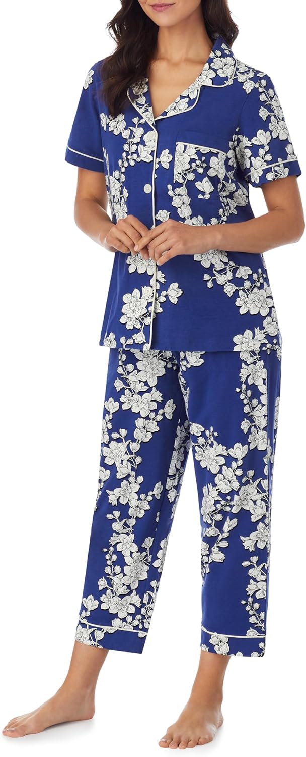 Bed Head PJs Womens Matching Pajamas - Soft Organic Cotton Button Down PJ Shirt & Cropped Pants Set - Loungewear & Sleepwear - Image 3