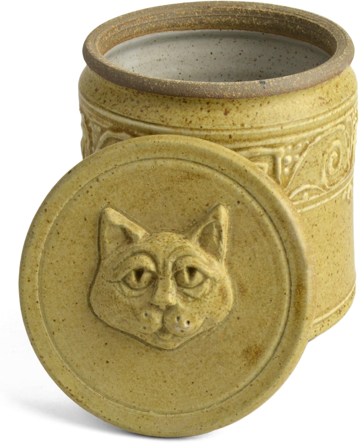 The Potters, LTD Cat Treat Jar, Spicy Mustard