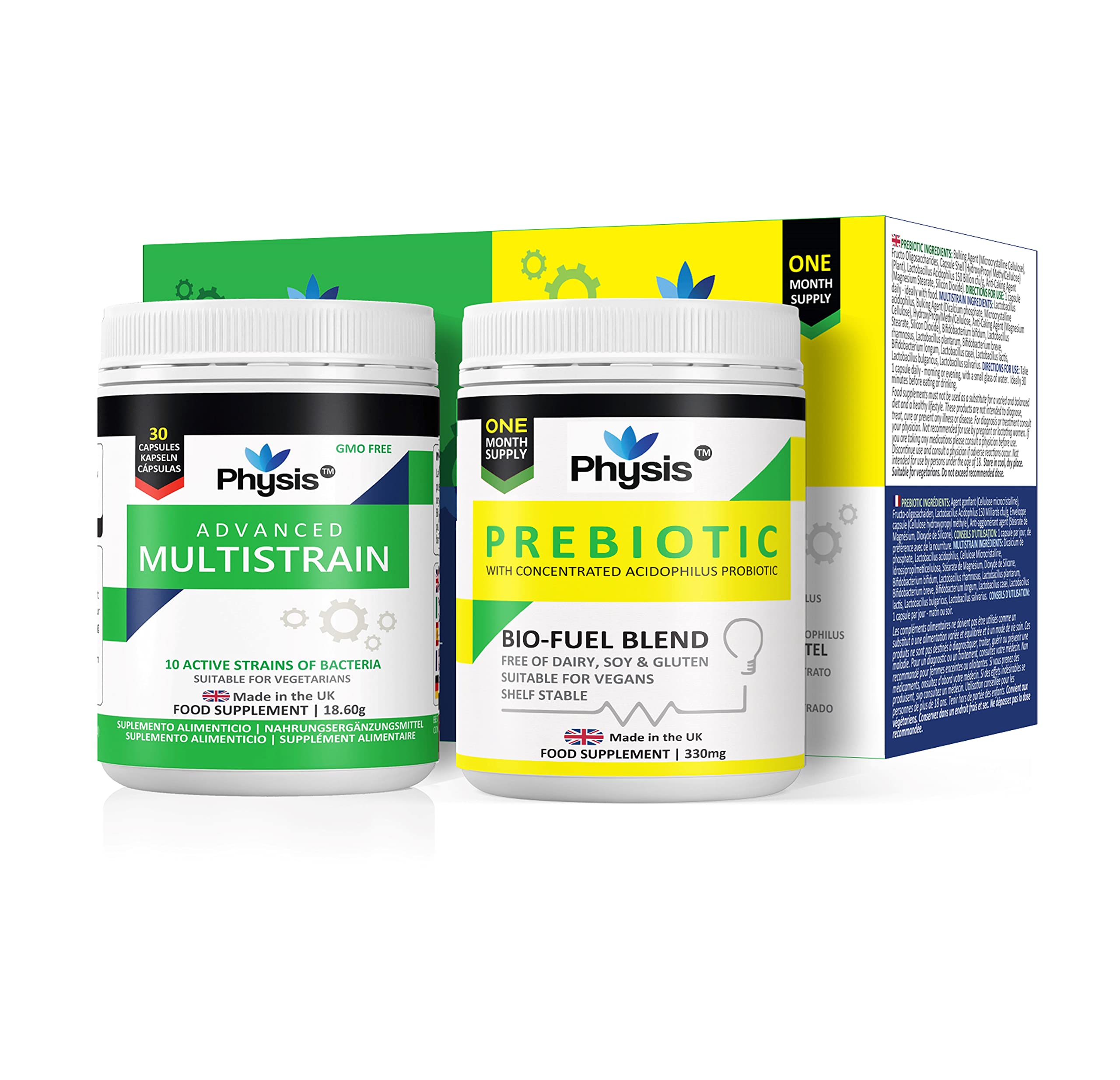 Physis Advanced Multistrains and Prebiotic Bio Cultures Value 30 Capsules Each Bloated