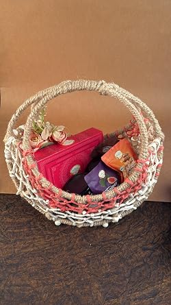 Ghasitaram Gifts Jaiccha Diwali Gift - Ring Basket with Assorted Dry Fruit Sweets, dryfruits, and mithai Pouches|Gift Hamper|Diwali Gift Hamper|Food Hampers|Gourmet Hampers|