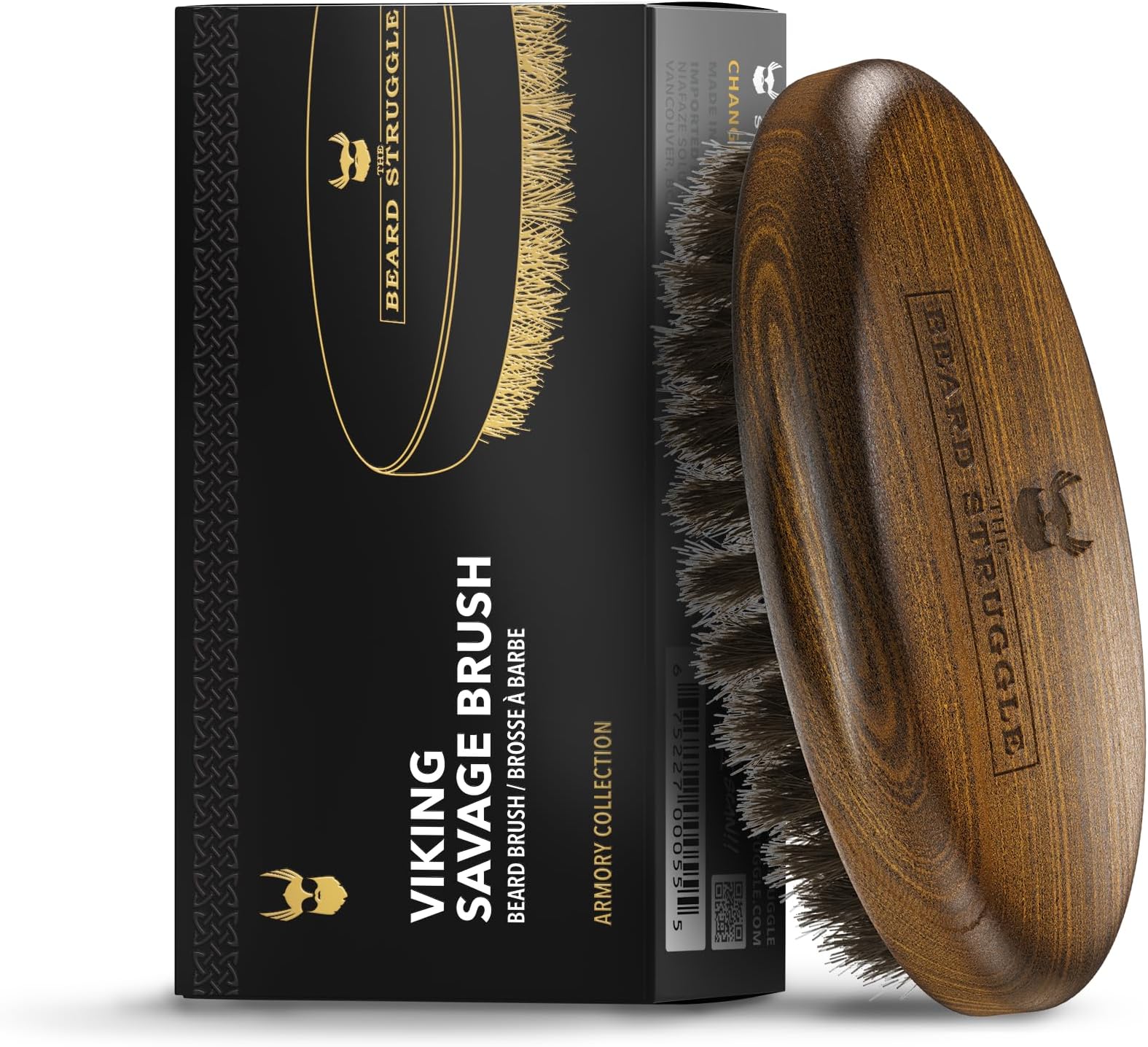 Beard Struggle Men's Beard Brush - Durable Nylon Bristles with Polished Beechwood Handle for Viking Savage Hair & Grooming - Perfect Travel Size