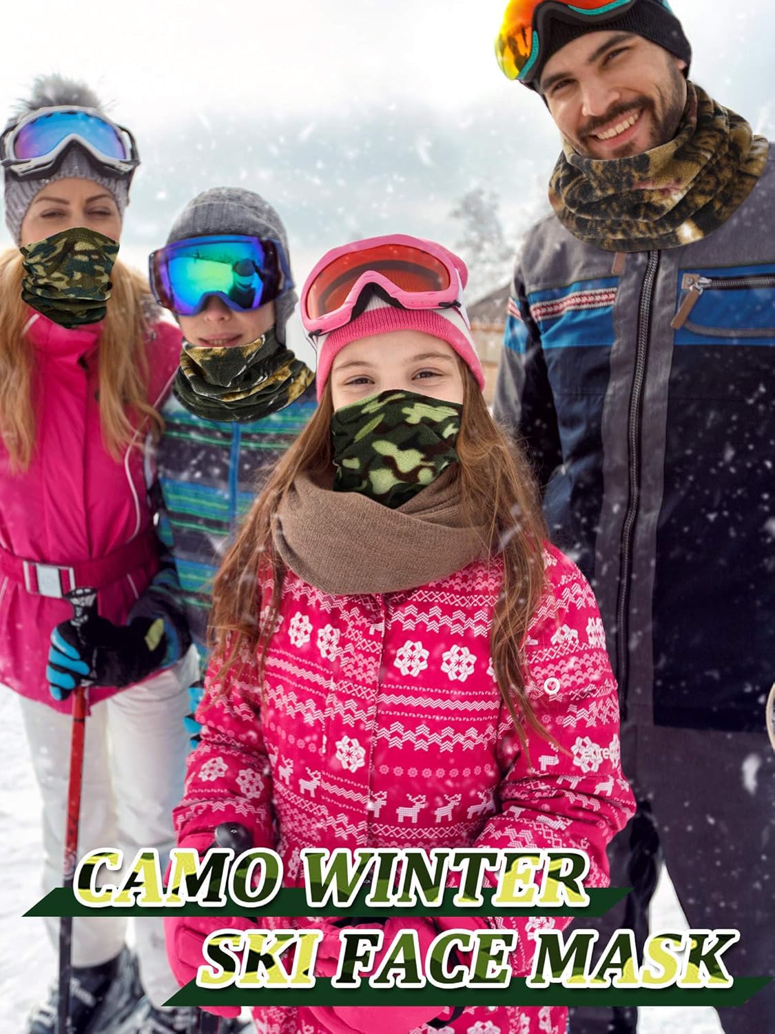 Syhood 4 Pieces Camouflage Fleece Neck Warmer Gaiter Winter Ski Face Covering Thick Thermal Windproof Ski Neck Gaiter for Unisex Cold Weather Outdoor Sports - Image 7