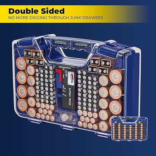 Miniatura 4 de Ontel Battery Daddy - Estuche organizador y de almacenamiento con probador, almacena y protege hasta 180 baterías, doble cara, diseño duradero con