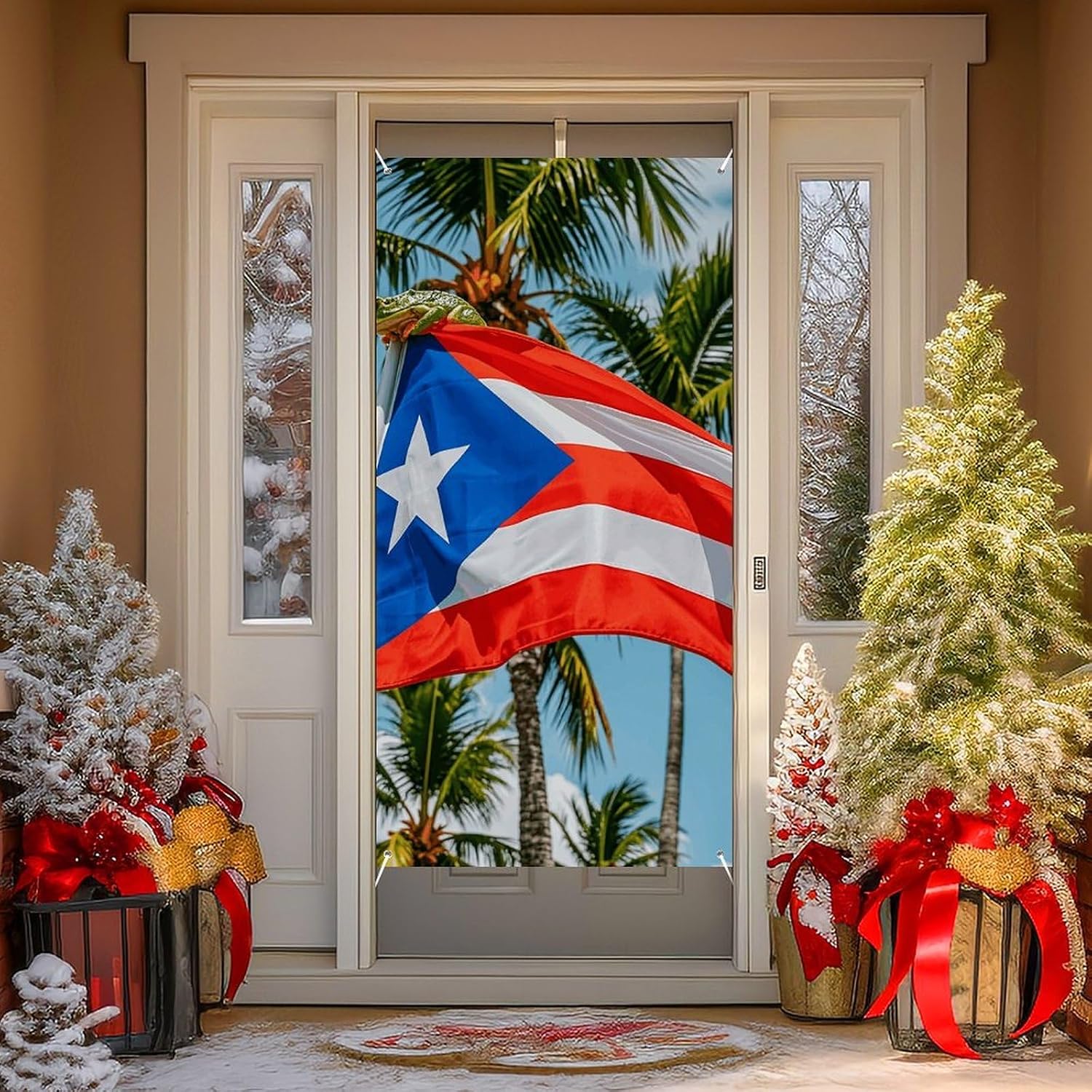 Puerto Rico Flags Decoration Door Banner Welcome Door Cover image 5
