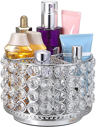 Vista 9 de Hipiwe Organizador de Tocador de Cristal Soporte para Brochas de Maquillaje - Organizadores Giratorios de 360° para Exhibición de Brochas Cosméticas
