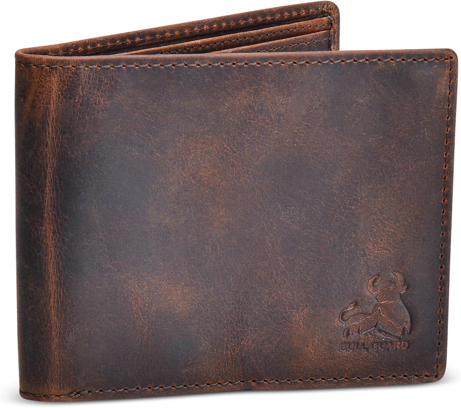 Men's Leather Wallet with RFID Blocking 2 ID Windows in Full Grain Crazy Horse Leather