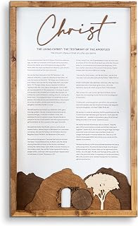 The Living Christ: A Testimony of the Apostles | Framed Scenic Sign with Multi-layered Scenes | Church of Jesus Christ LDS Wall Art | Framed Christ LDS Art | LDS Gifts | Inspirational Religious Artwork |12"x20"