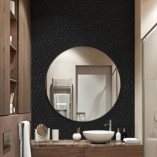 Miniatura 4 de Papel tapiz para despegar y pegar, color negro, con textura 3D, papel tapiz adhesivo para dormitorio, carabinete, geométrico, moderno, gótico, papel