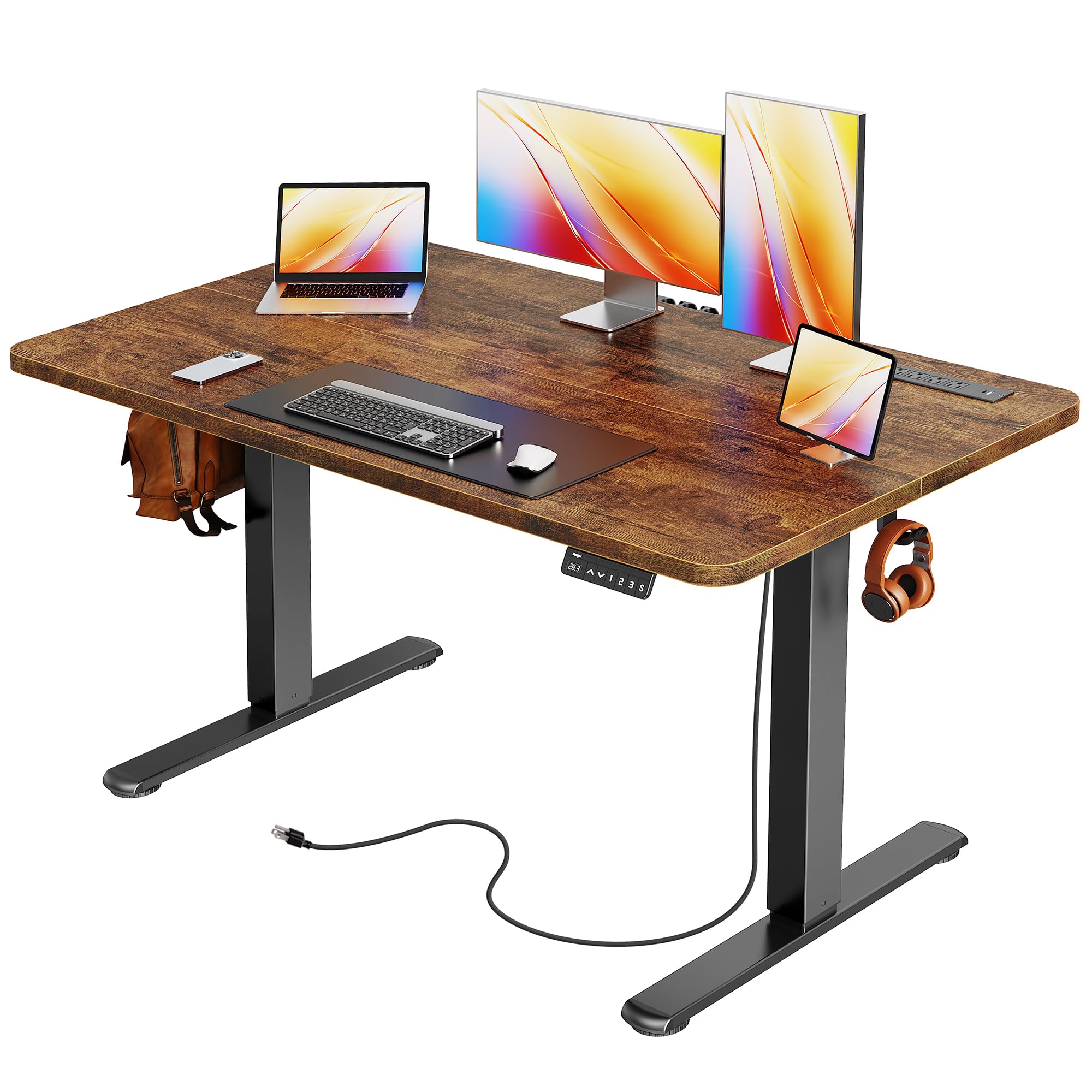 Claiks 48 x 24 Inch White Electric Standing Desk | Adjustable Height, Sit Stand, 3 Memory Presets, Cable Management, Spa — deal on Shopping With Noya