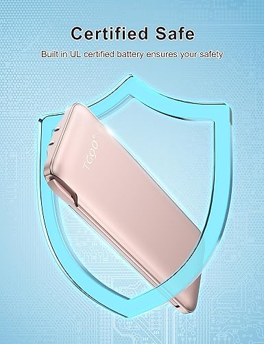 Miniatura 7 de TG90 Paquete de 2 baterías de 10000 mAh con enchufe de pared de CA integrado, cargador portátil ultradelgado con cables incorporados, batería