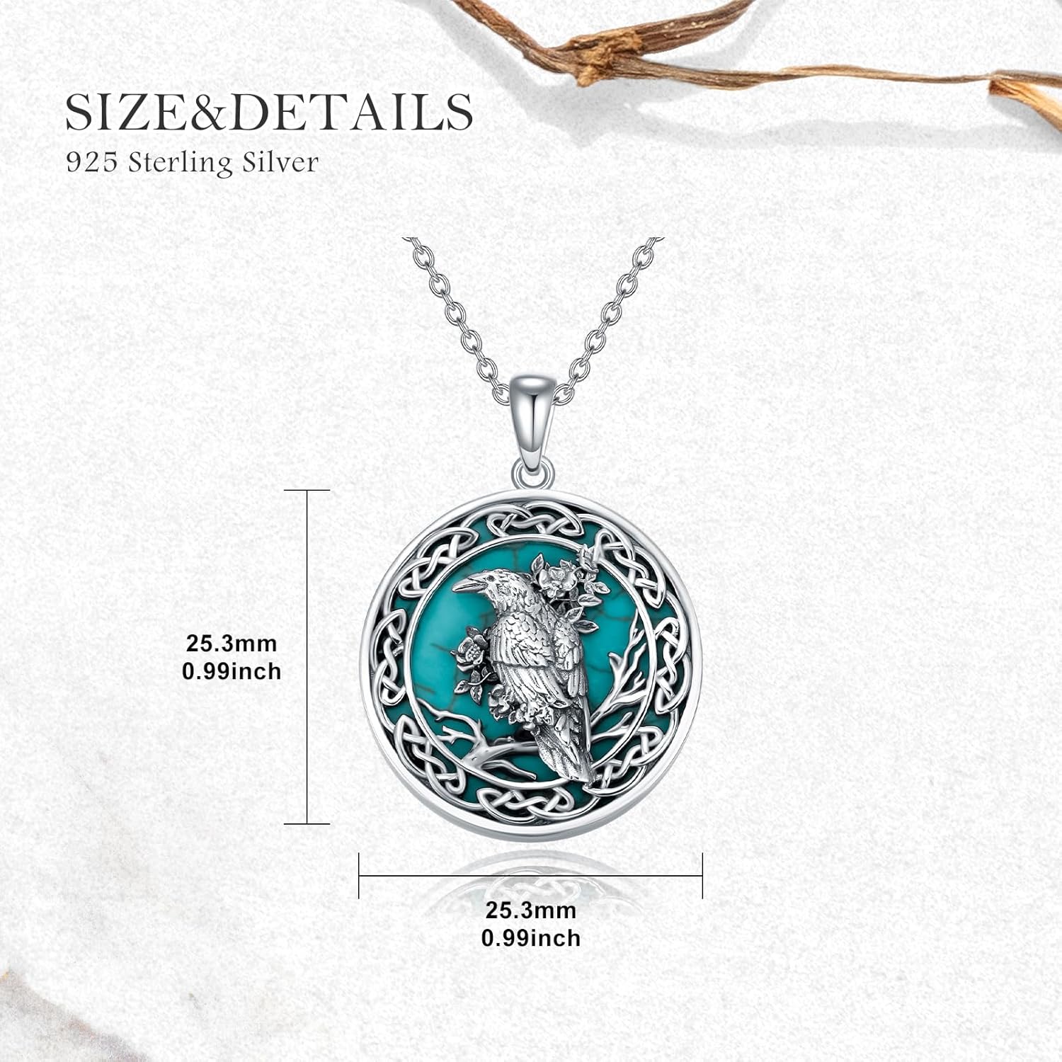Raven Necklace 925 Sterling Silver Raven Turquoise Necklace Vintage Halloween Crow Necklace Turquoise Jewelry Gifts for Women - Image 5