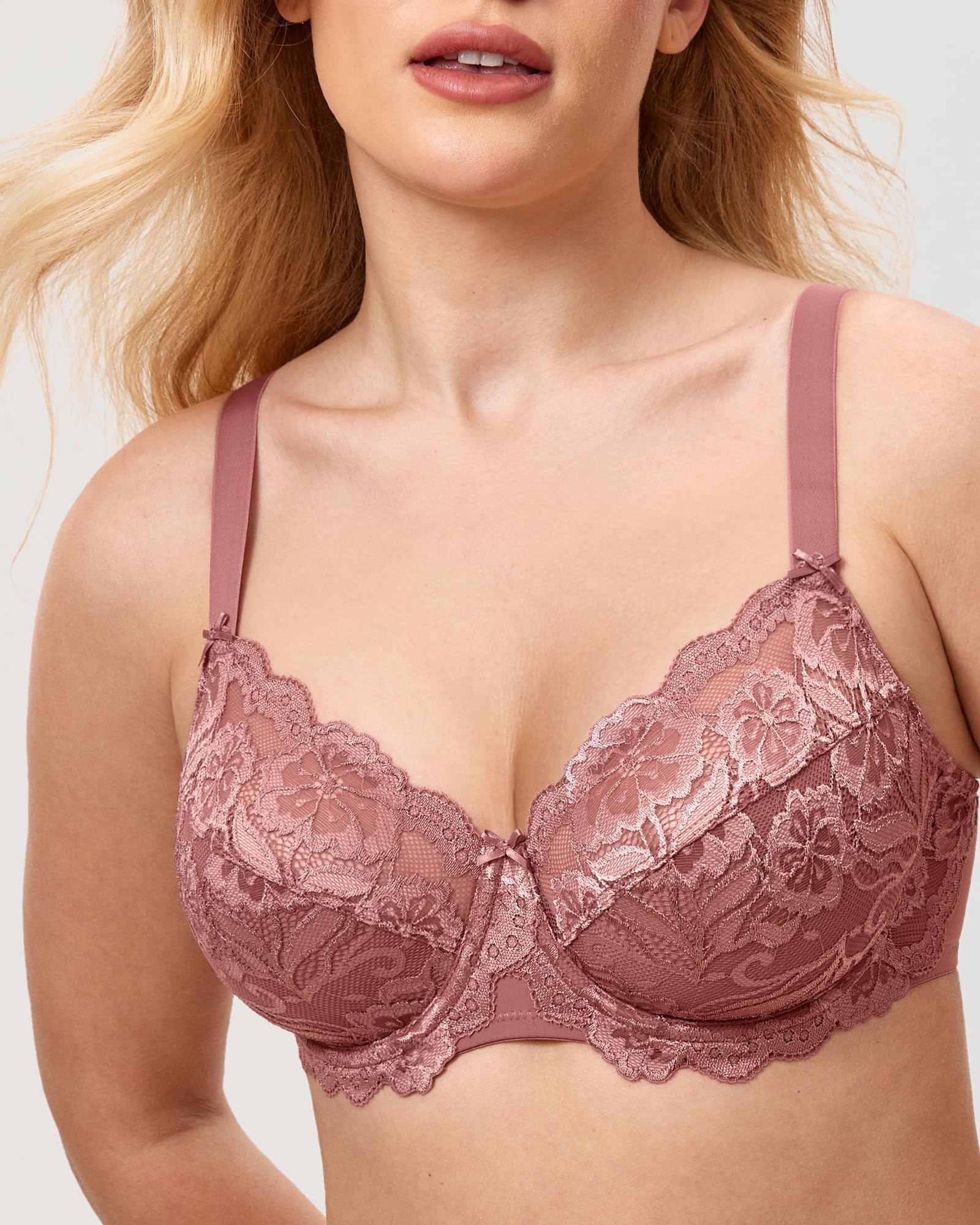 DELIMIRA Donna Reggiseno con Ferretto Taglie Forti Pizzo Senza Imbottito Sostegno
