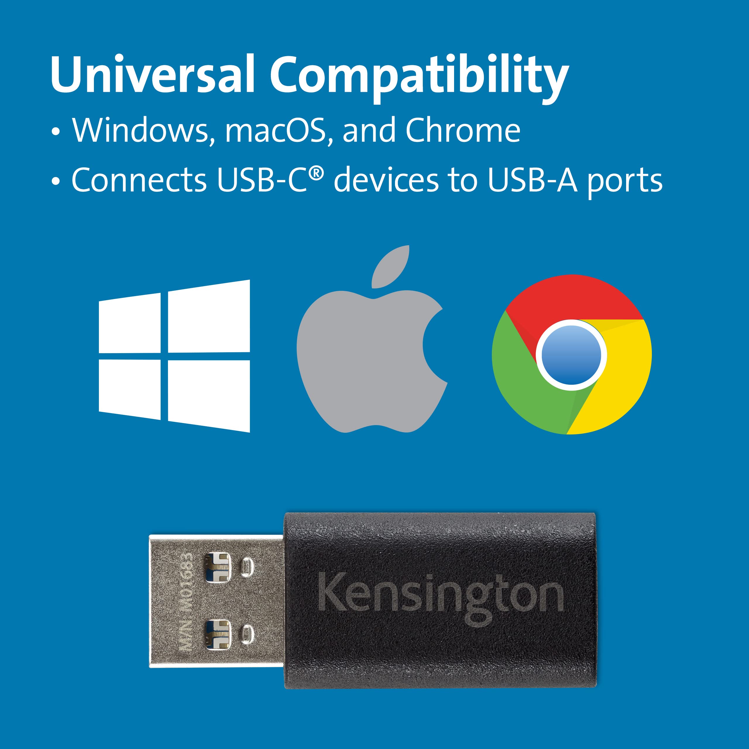 Kensington CA1020 USB A auf USB C Adapter, USB C Buchse auf USB A Stecker Konverter (K33478WW)