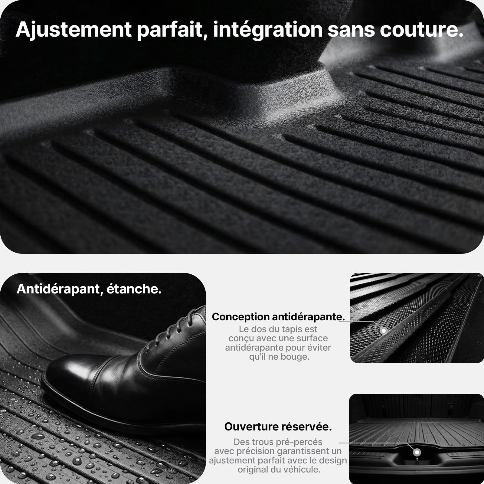 6 Pcs pour Tesla Model Y Juniper Tapis de Sol 2025-2026 | toutes saisons en TPE antidérapants et garniture de coffre avant Frunk arrière coffre Accessoires(Premium et Performance)