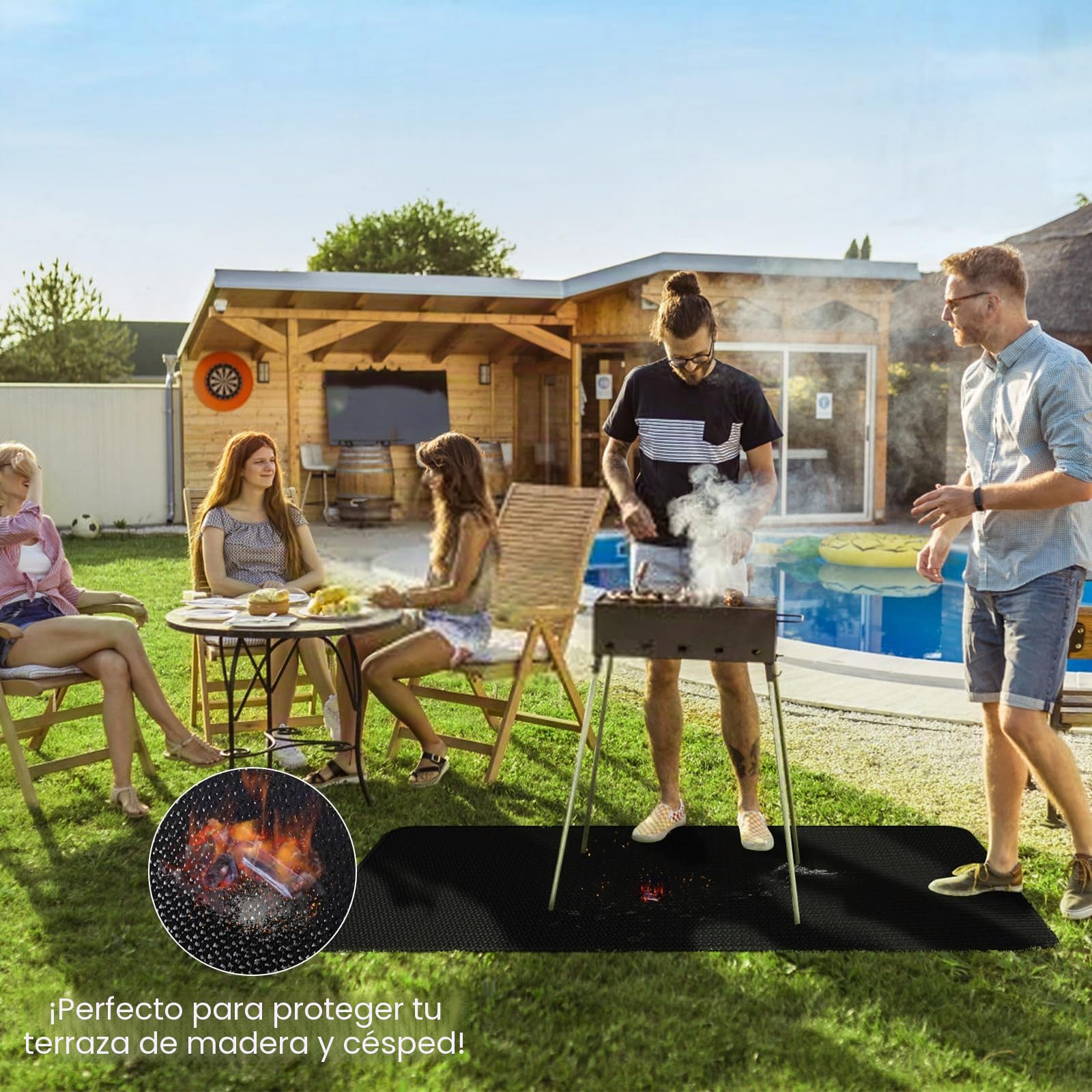 Base ignífuga | Tapete protector plegable de 100 * 150 cm | Tapete protector para el suelo | Tapetes para parrilla | Tapete para el suelo | para parrillas de barbacoa, estufas, suelos, césped