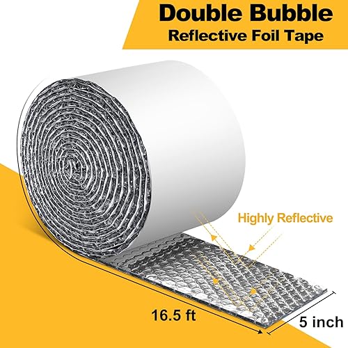 Miniatura 4 de Cinta aislante reflectante de doble burbuja, envoltura aislante de tubería de CA autoadhesiva para manguera de CA, conducto HVAC, manguera de