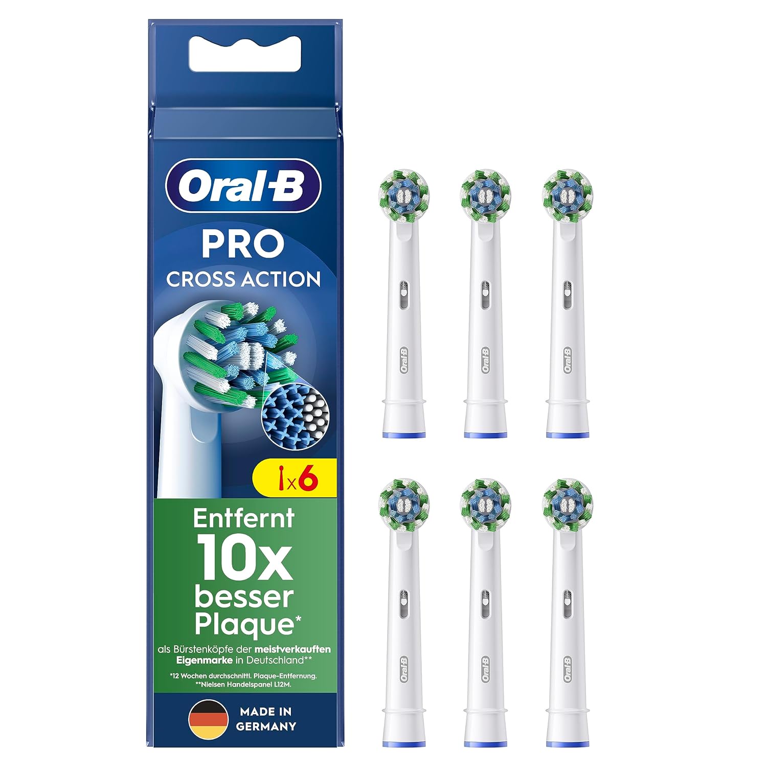 Oral B Pro 600 Crossaction Elektrische Zahnbürste Mit Timer Oral-B Pro CrossAction Aufsteckbürsten für elektrische Zahnbürste, 6