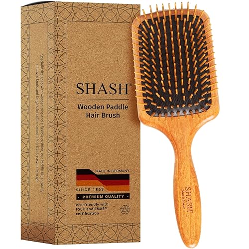 SHASH Since 1869 Made in Germany Wooden Paddle Brush -