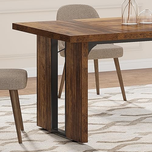 Miniatura 7 de Tribesigns 71" Large Dining Table for 6 to 8 People, Rustic Farmhouse Style Dinner Table, Rectangular Dining Table for Kitchen, Dining Room & Living
