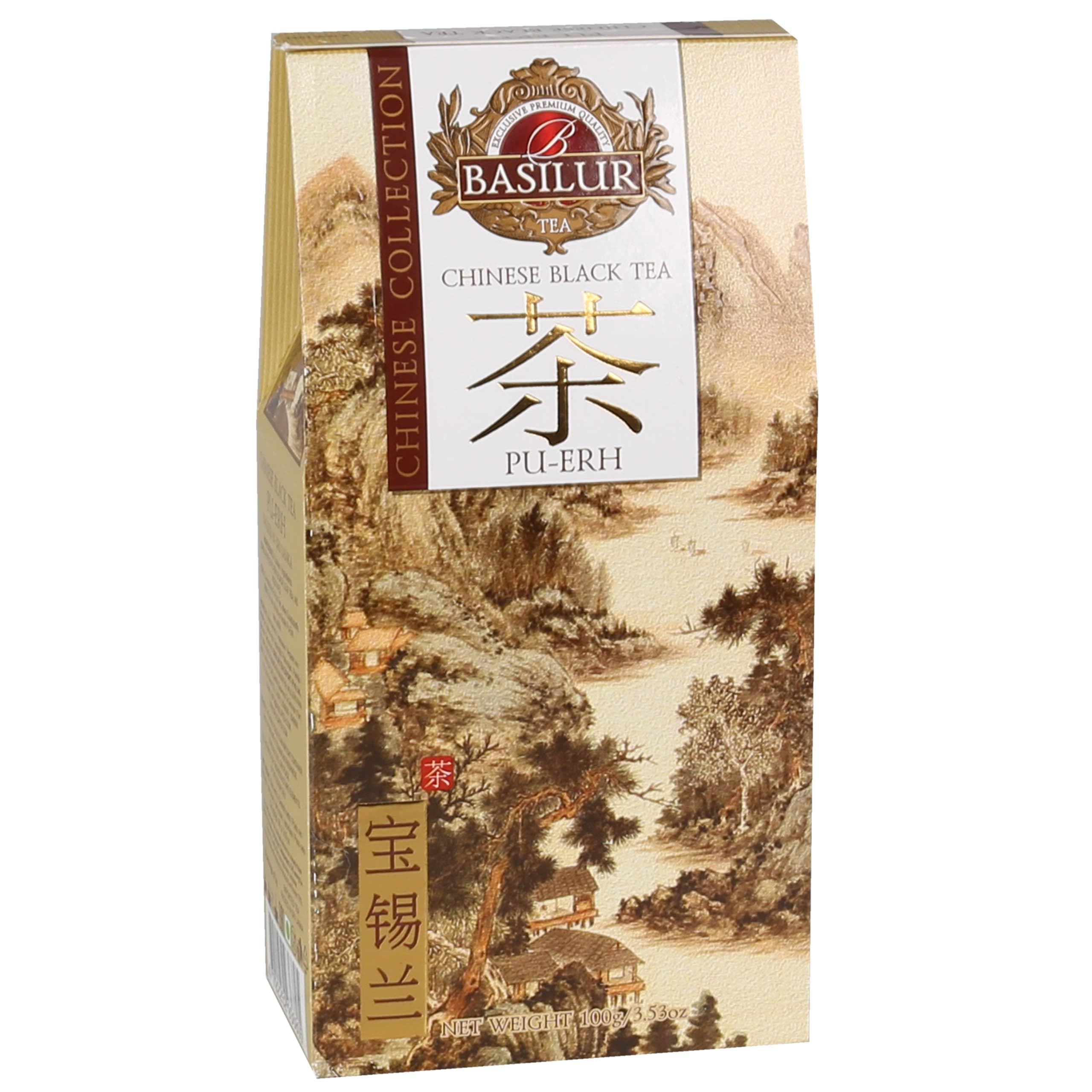 BASILUR Chinese Black Tea - Pu Erh Tea Chińska czerwona herbata o wędzonym smaku i aromacie 100 g (x6)