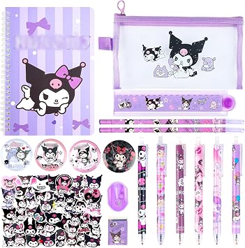 yumcute Kawaii Stationery Set Cute School Supplies Back to School Gift for Kids Office Supplies Gifts for School Season Girls Including Notebook Pencil Case Gel Pens Pencils Sharpener Ruler Eraser