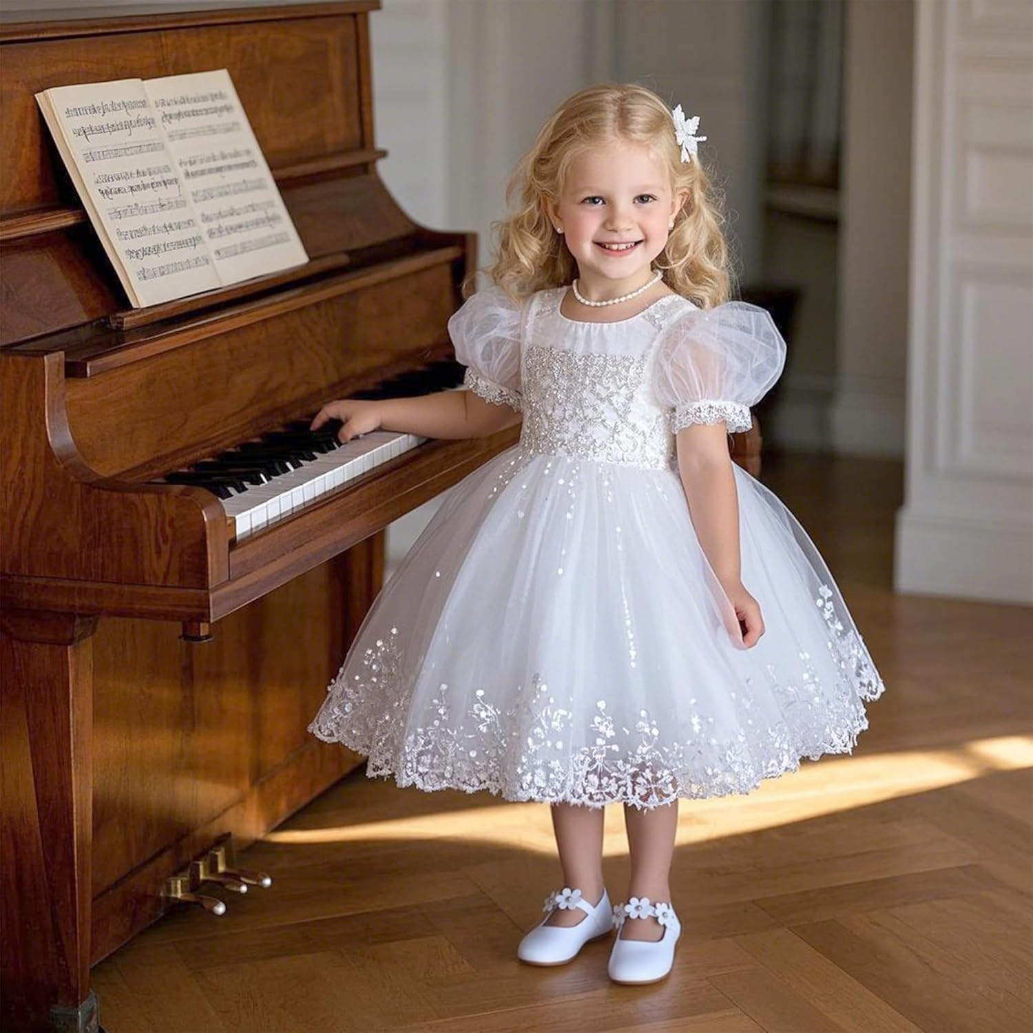 Kiderence Little Toddler Girls Dress Shoes Ballerina Ballet Flats Kids Mary Janes - Image 3