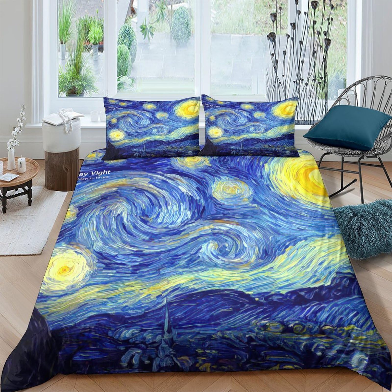 Housse de couette ciel étoilé 140x200 cm en microfibre haut de gamme