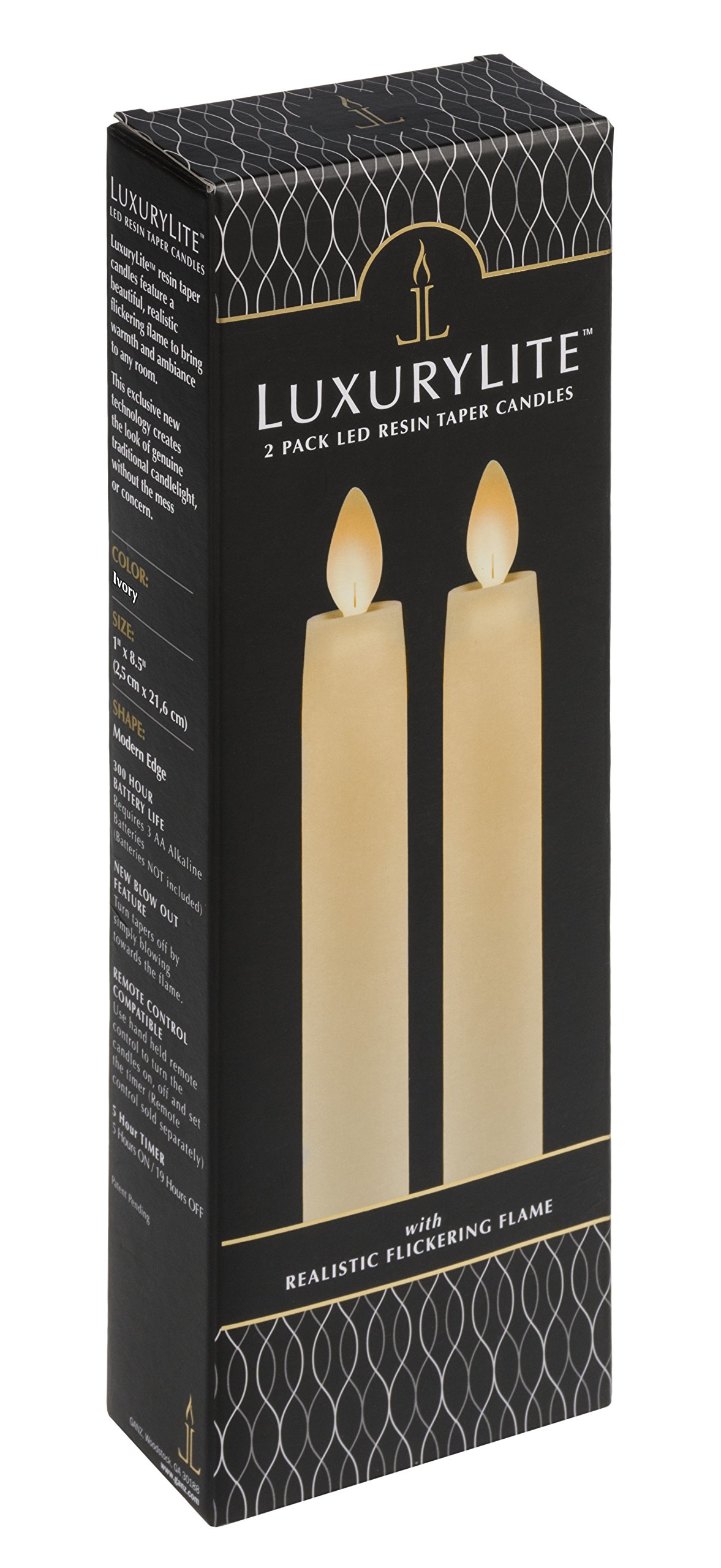 Bougies coniques LED en résine ivoire Ganz (lot de 2) avec fonction de soufflage réaliste