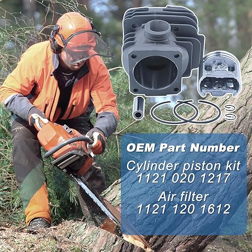 Miniatura 5 de AUMEL 1121 020 1217 Kit de pistón de cilindro de 1.760 in para Stihl 026 MS260 Pieza de motosierra waire combustible aceite filtro línea cojinete