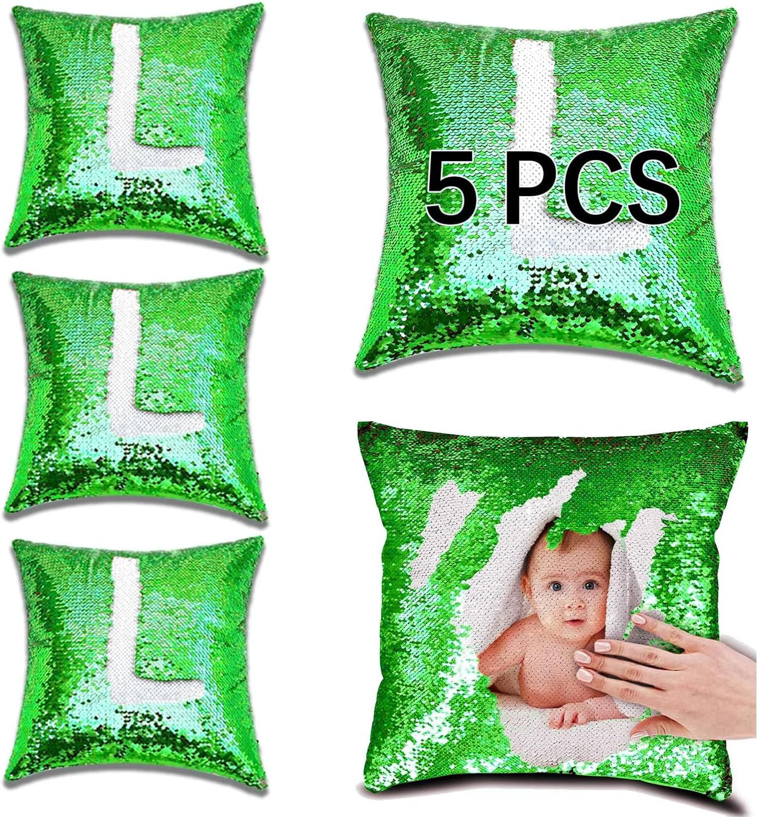 ORJ Sublimation Sequin Pillow Case Blanks 16''x16'' Flip Reversible Mermaid Decorative Personalized Cushion Throw Pillow Covers for Kids