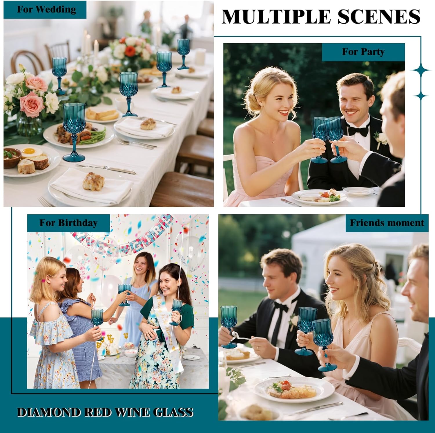 Ciaell 24PCS Green Plastic Wine Glasses - 7 Oz Plastic Goblets for Party - Green Vintage Drinking Glasses - Disposable Water Goblets Set for Wedding, Bar, Wine, Beer, Juice, Cocktail,St. Patrick's Day - Image 8