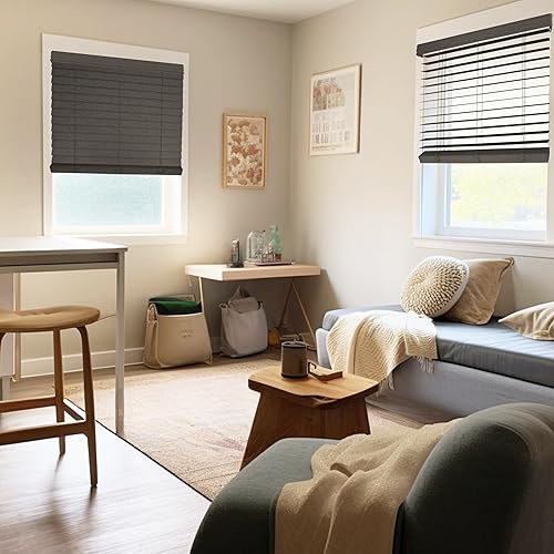 Miniatura 6 de CHICOLOGY Persianas de madera sintética, persianas de madera, persianas de ventana, tratamientos de ventana, persianas y persianas, persianas para