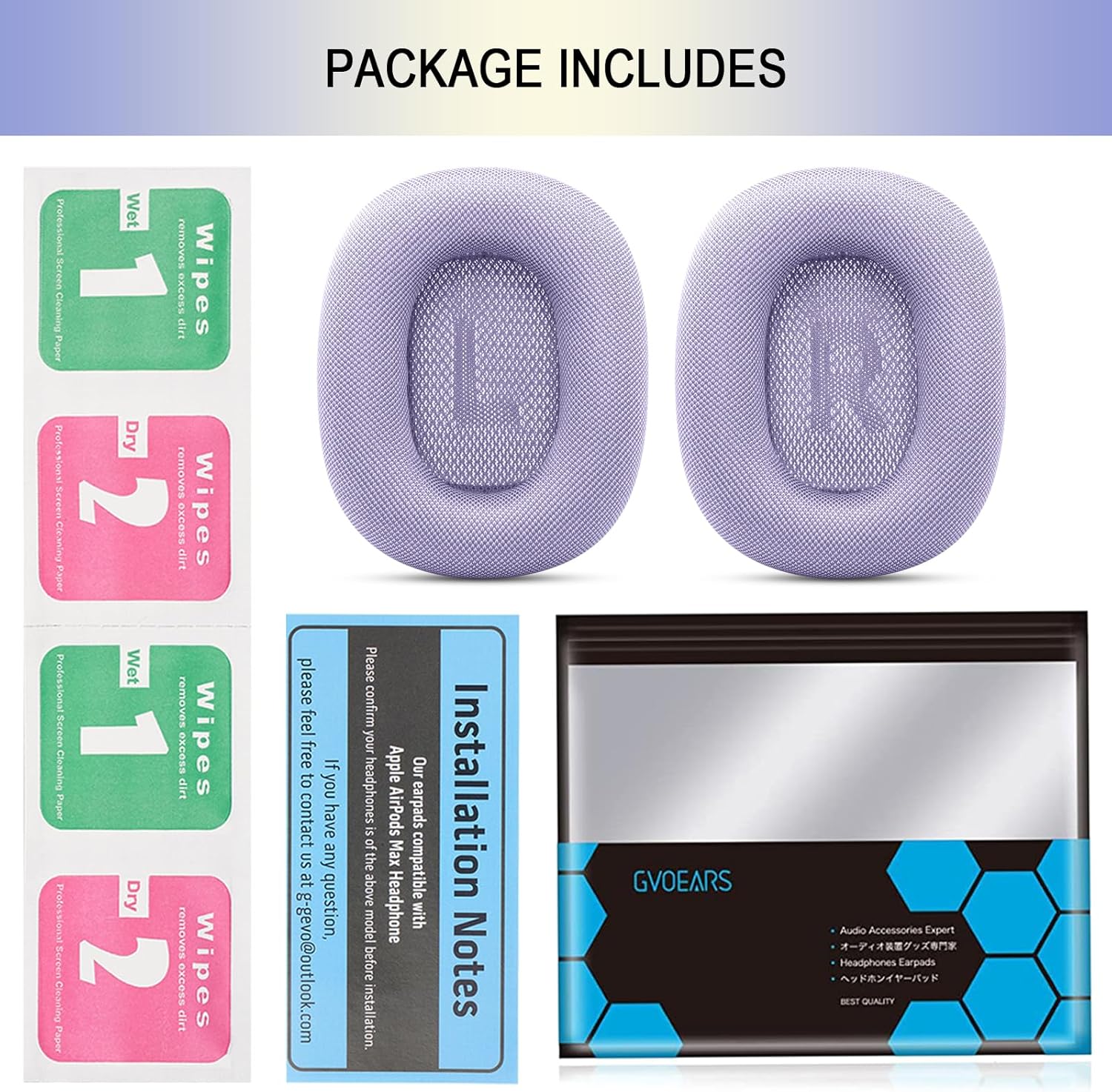 Ear Cushions for AirPods Max 2024 Headphones, Mesh Fabric Ear Pads Replacement with Strong Magnet for Apple 2.0 Over-Ear Headset Upgraded Ear Cups (Purple)