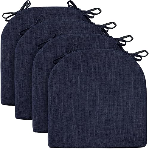 Miniatura 13 de Wellsin Chair Cushions for Dining Chairs 4 Pack - Kitchen Chair Cushions with Ties and Non-Slip Backing - Dining Chair Pads 16"X16"X2", Beige